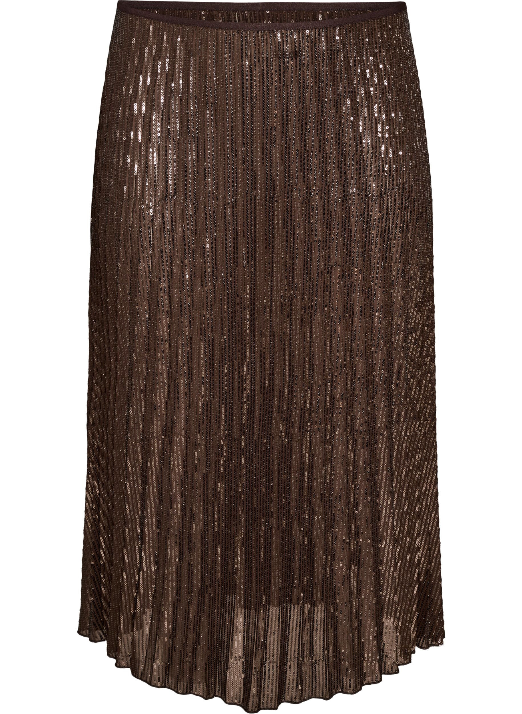 ZizzifashionA-line sequin midi skirt, Brown, Packshot image number 0
