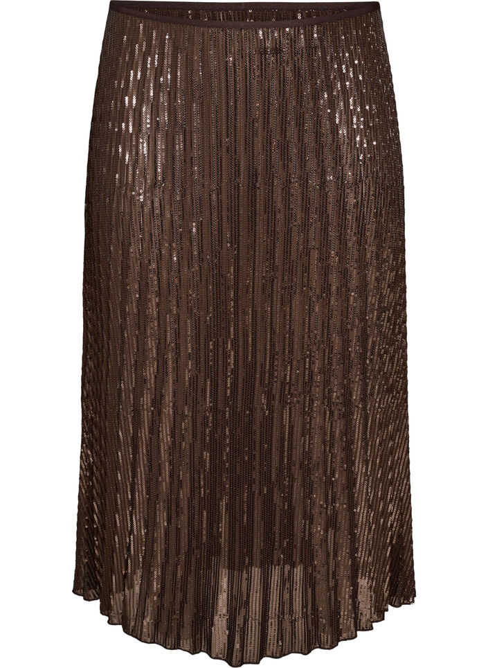 A-line sequin midi skirt, Brown, Packshot image number 0