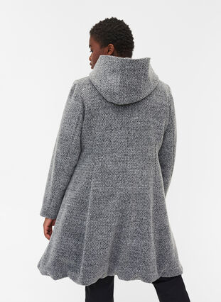 Long coat with wool, Light Grey Melange, Model image number 2