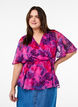 Floral chiffon blouse with short sleeves, Red, Model image number 0