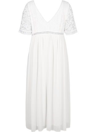 Maxi dress with back neckline and short sleeves, Bright White, Packshot image number 1