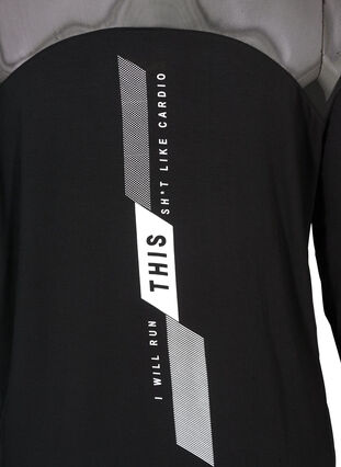 Sports top with mesh and print, Black, Packshot image number 3