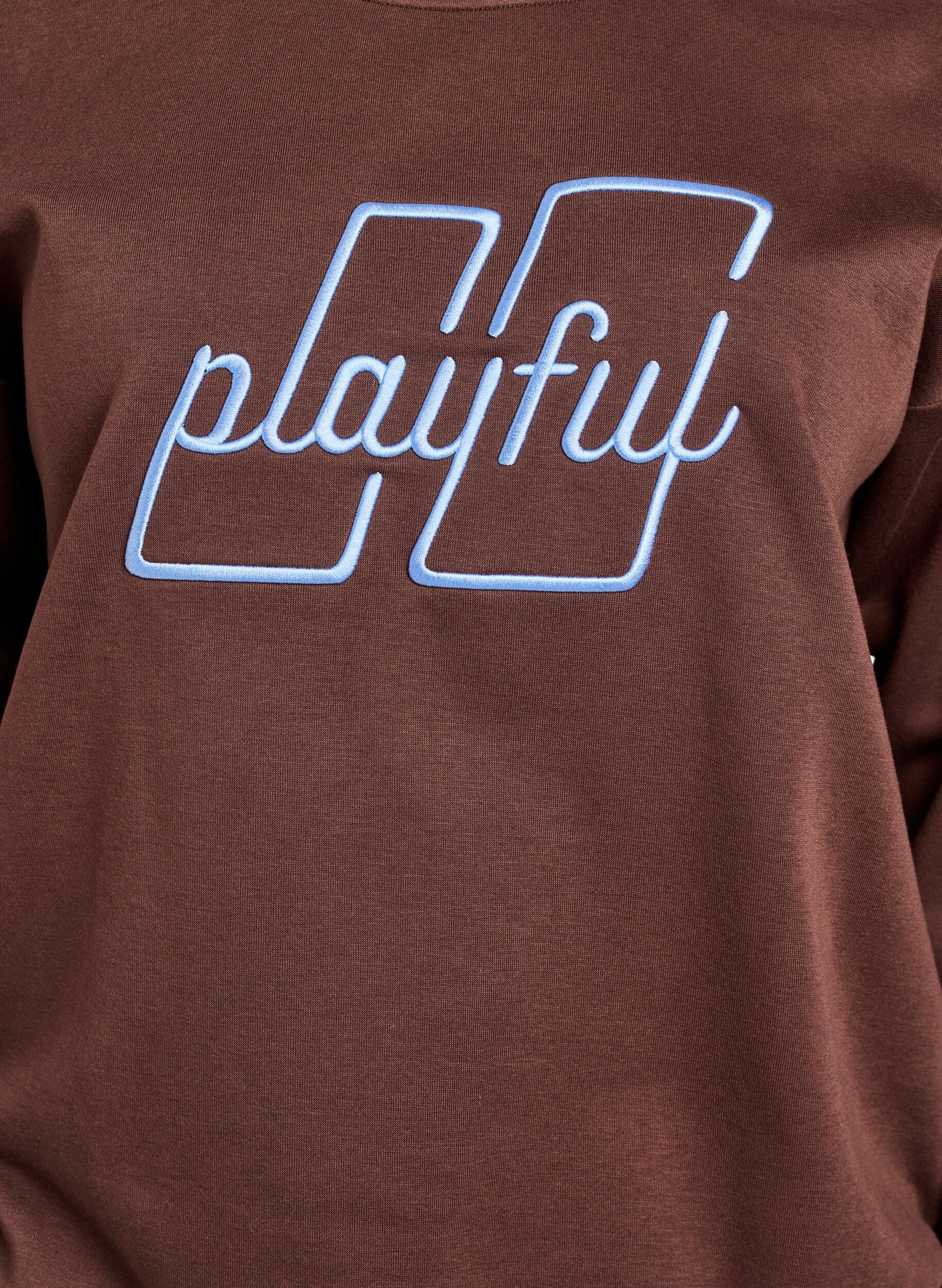 Zizzifashion Sweatshirt with front motif, Brown, Packshot image number 2