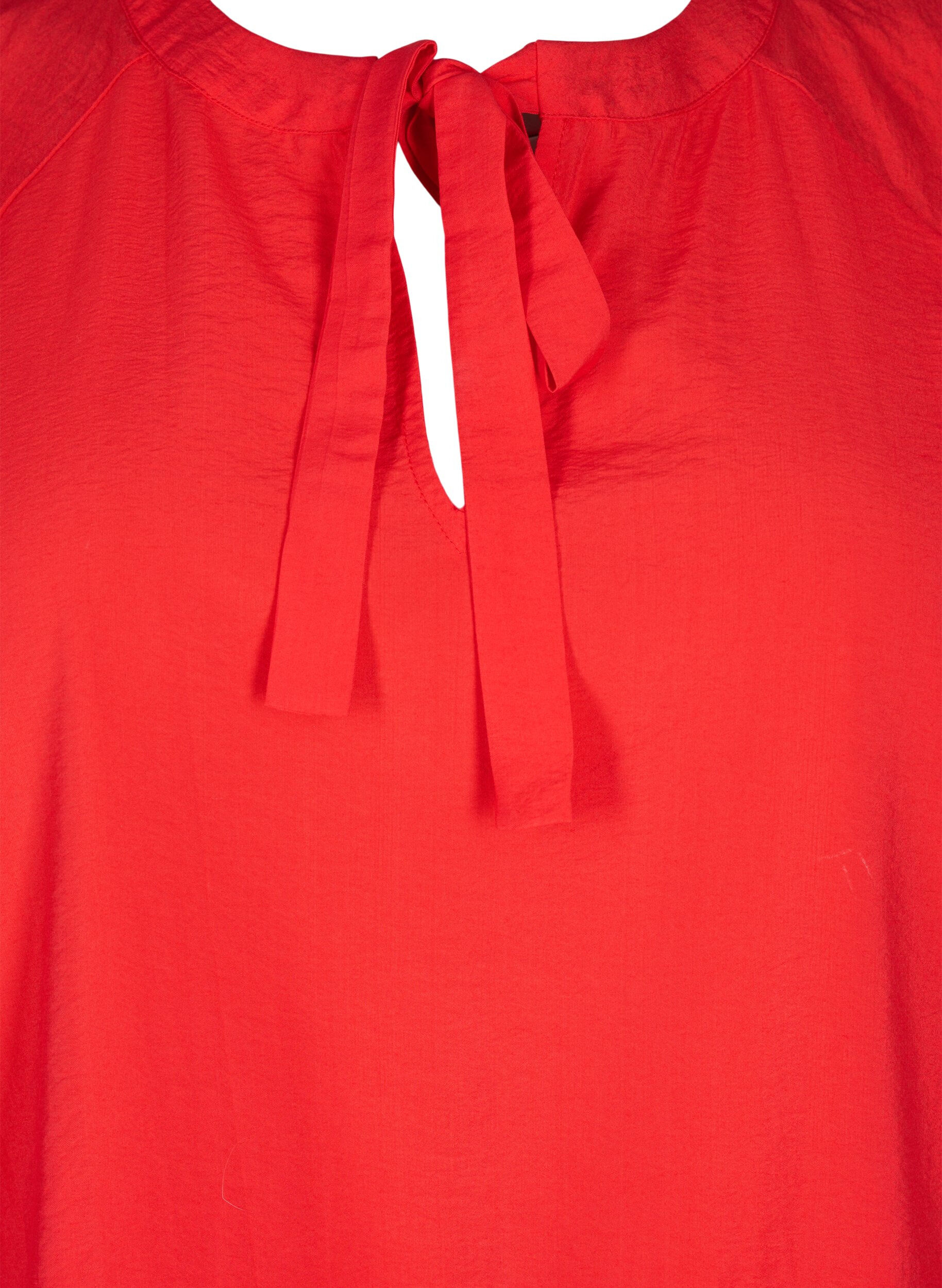 Zizzifashion Blouse with bow and long sleeves, Red, Packshot image number 2