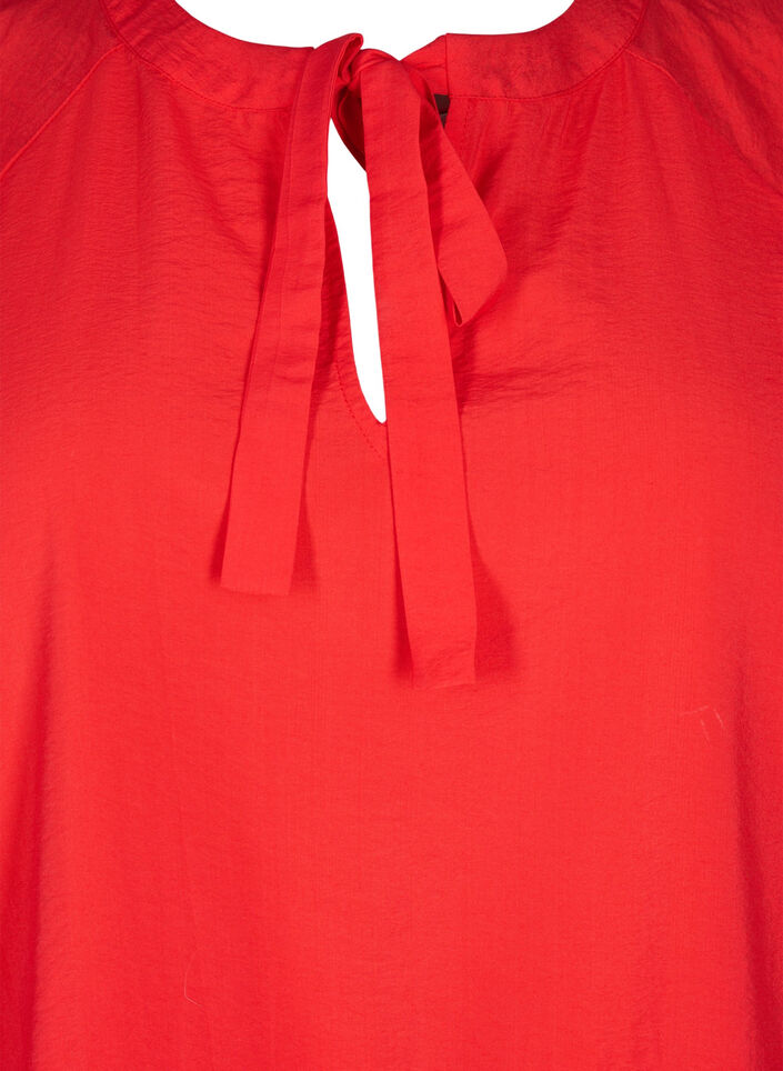 Blouse with bow and long sleeves, Red, Packshot image number 2