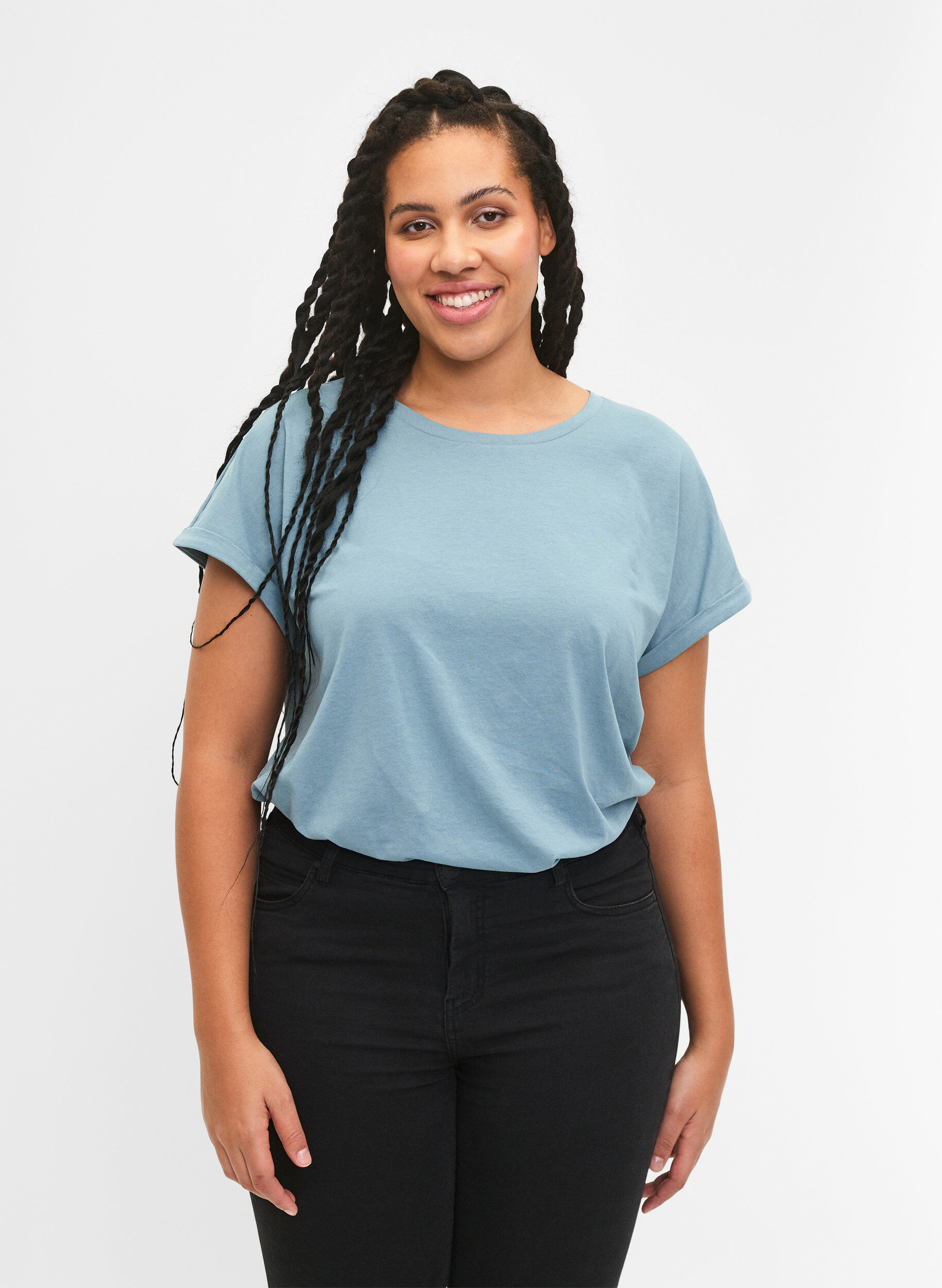 2-pack short-sleeved t-shirts, Blue, Model