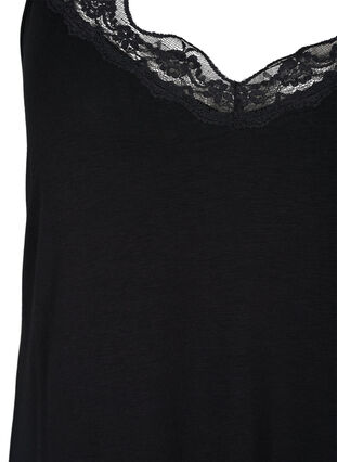 Viscose nightgown with lace trim, Black, Packshot image number 2