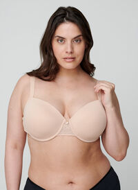 Moulded bra with mesh, Nude, Model
