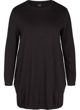 Plain, long-sleeved sweatshirt dress, Black, Packshot image number 0