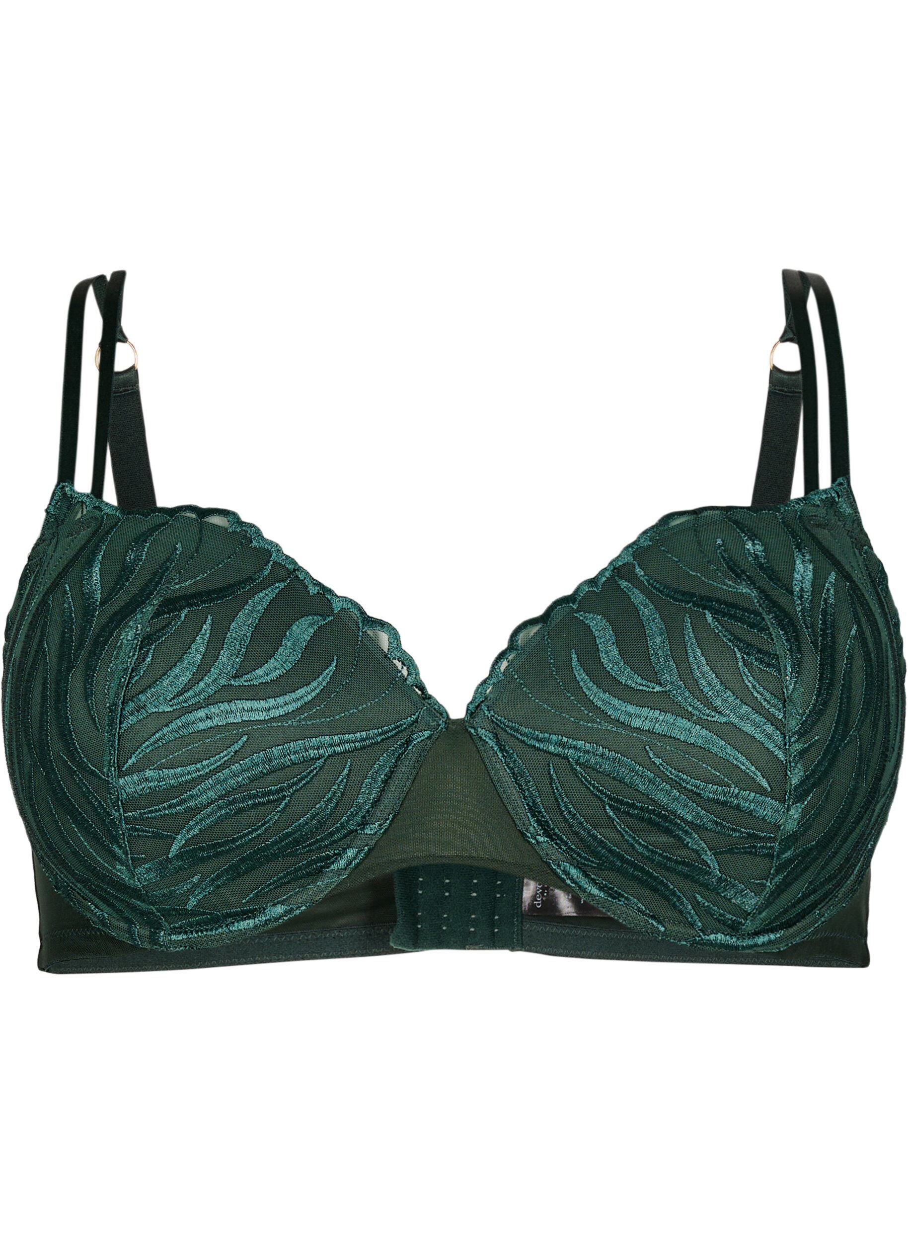 Zizzifashion Moulded bra with embroidery, Green, Packshot image number 0