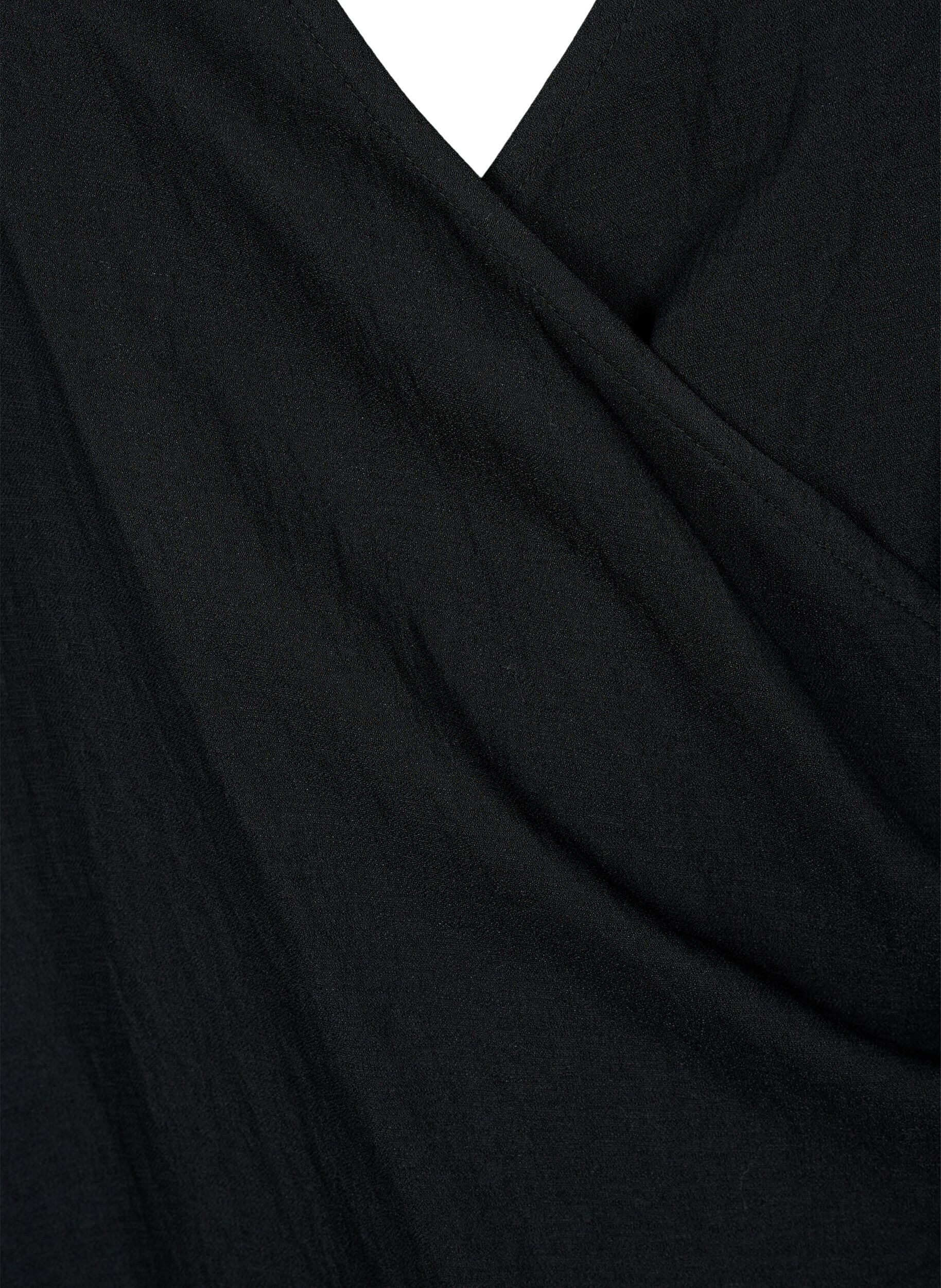 Zizzifashion Long-sleeved blouse in viscose with a wrap look, Black, Packshot image number 2