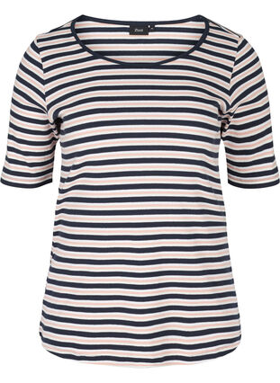 Striped, ribbed cotton t-shirt, Blue Rose Stripe, Packshot image number 0