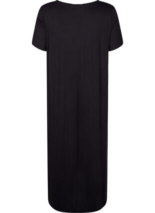 Viscose midi dress with short sleeves, Black, Packshot image number 1