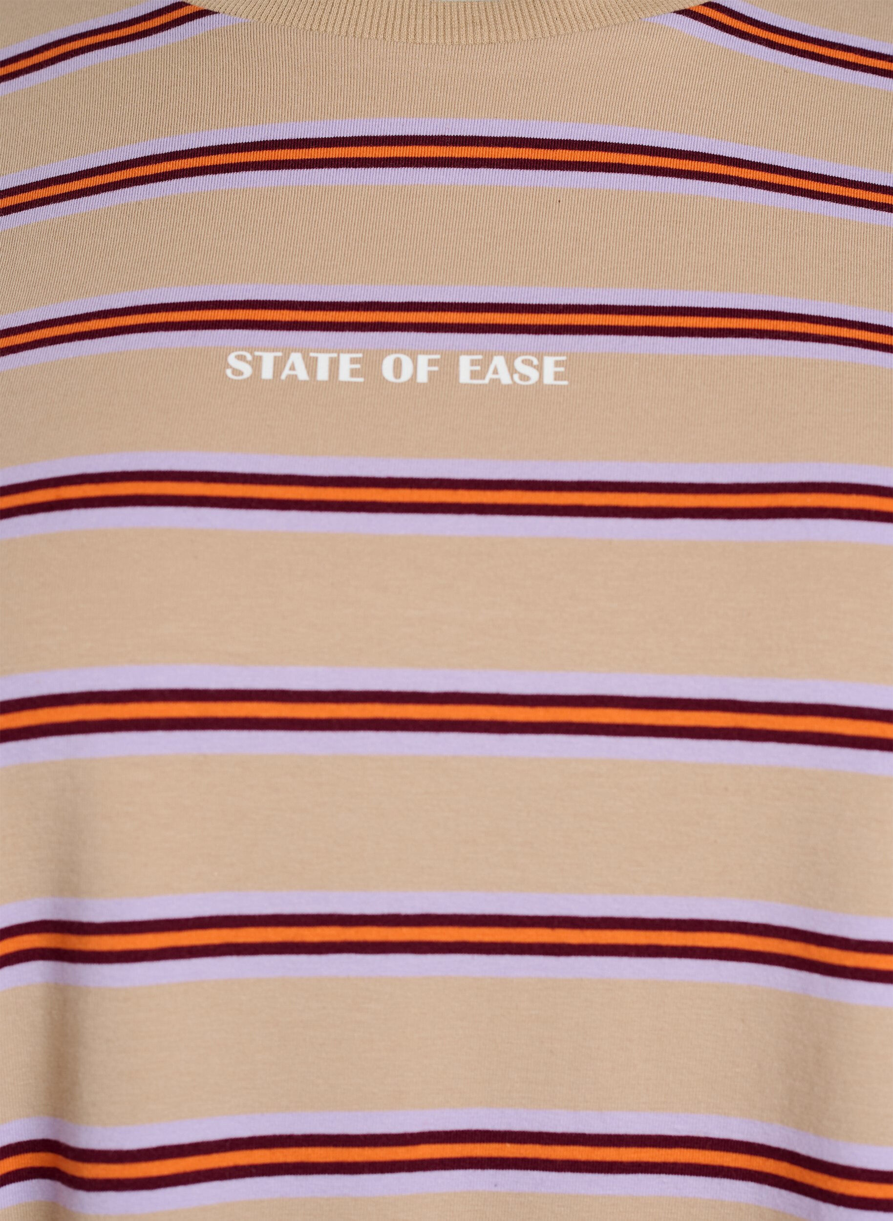 Zizzifashion Oversized T-shirt with stripes and 1/2 sleeves, Beige, Packshot image number 2