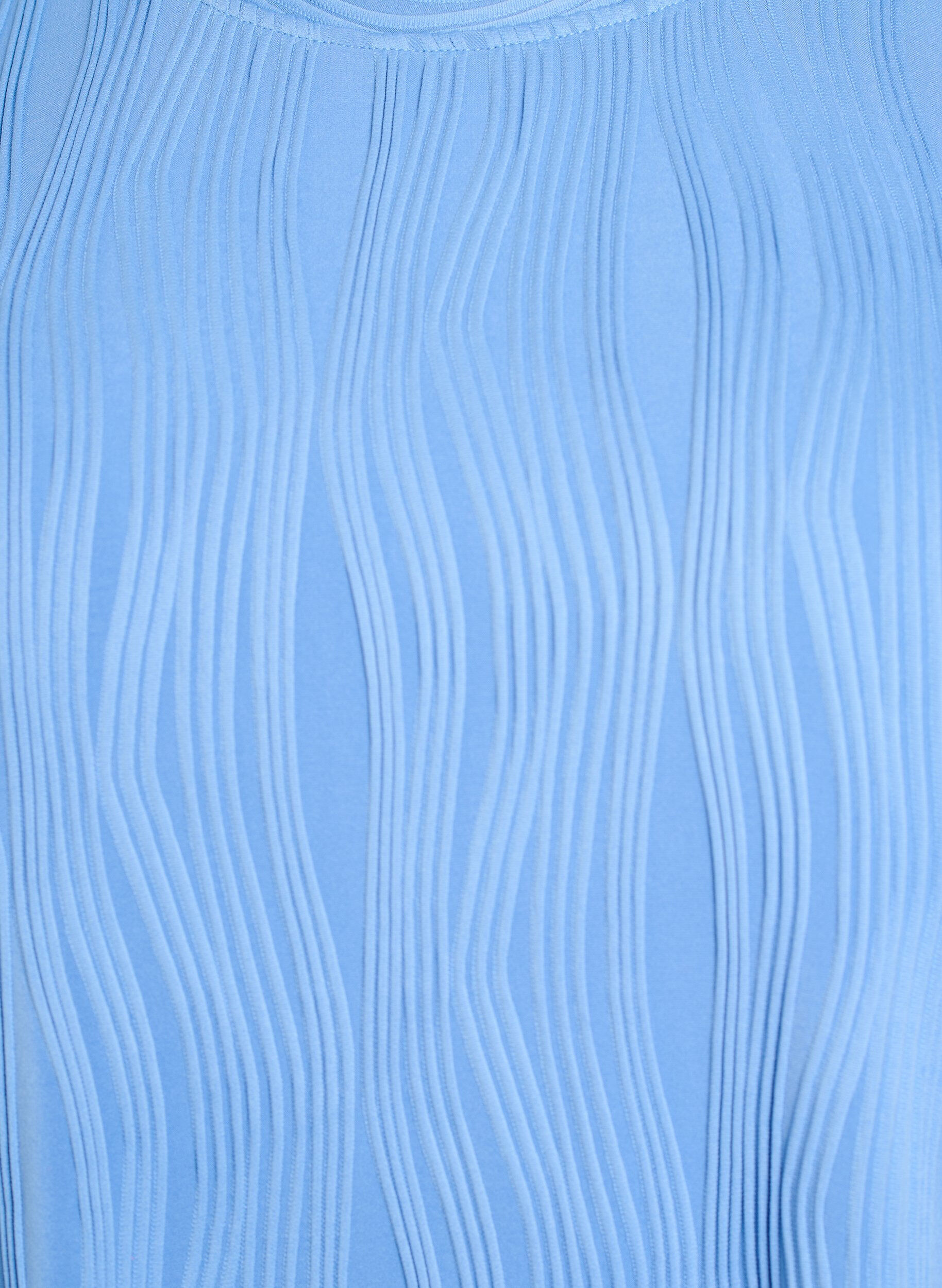 Zizzifashion Blouse with short sleeves and a wavy texture, Light Blue, Packshot image number 2