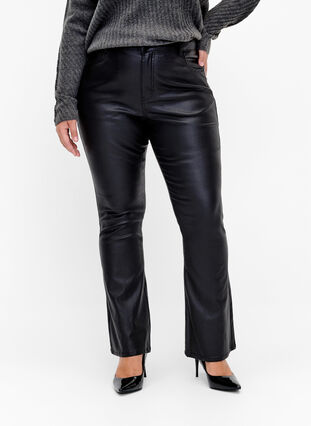 Coated Ellen jeans with bootcut, Black, Model image number 2