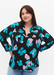 Long-sleeved viscose blouse with print, Blue AOP, Model image number 2