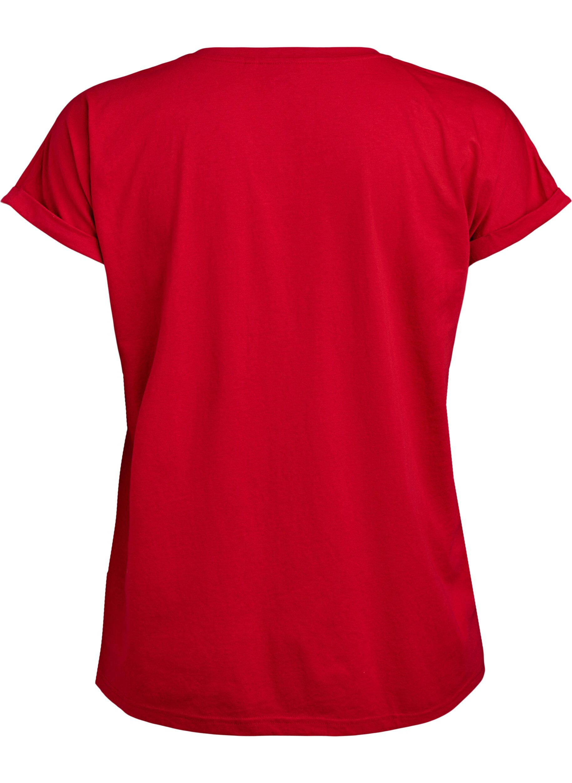 Zizzifashion Short sleeve cotton blend T-shirt, Red, Packshot image number 1