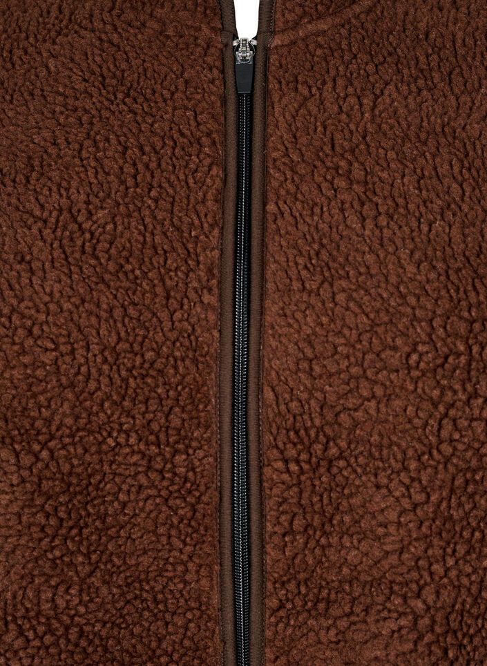 Teddy fleece gilet with zipper and pockets, Hot Fudge, Packshot image number 2