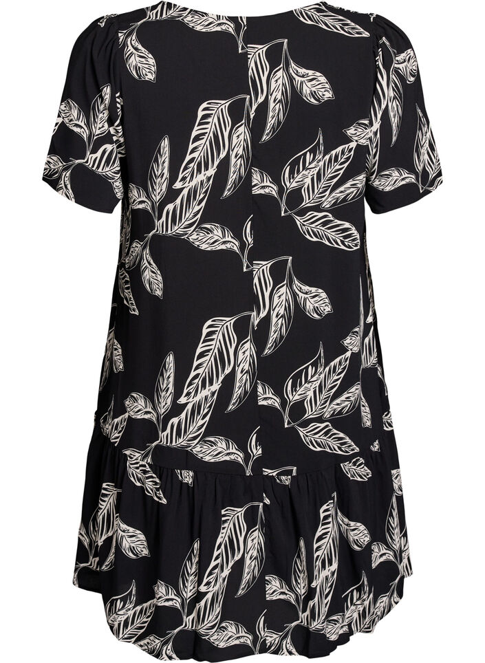 FLASH - Dress in viscose with cutline, Black, Packshot image number 1