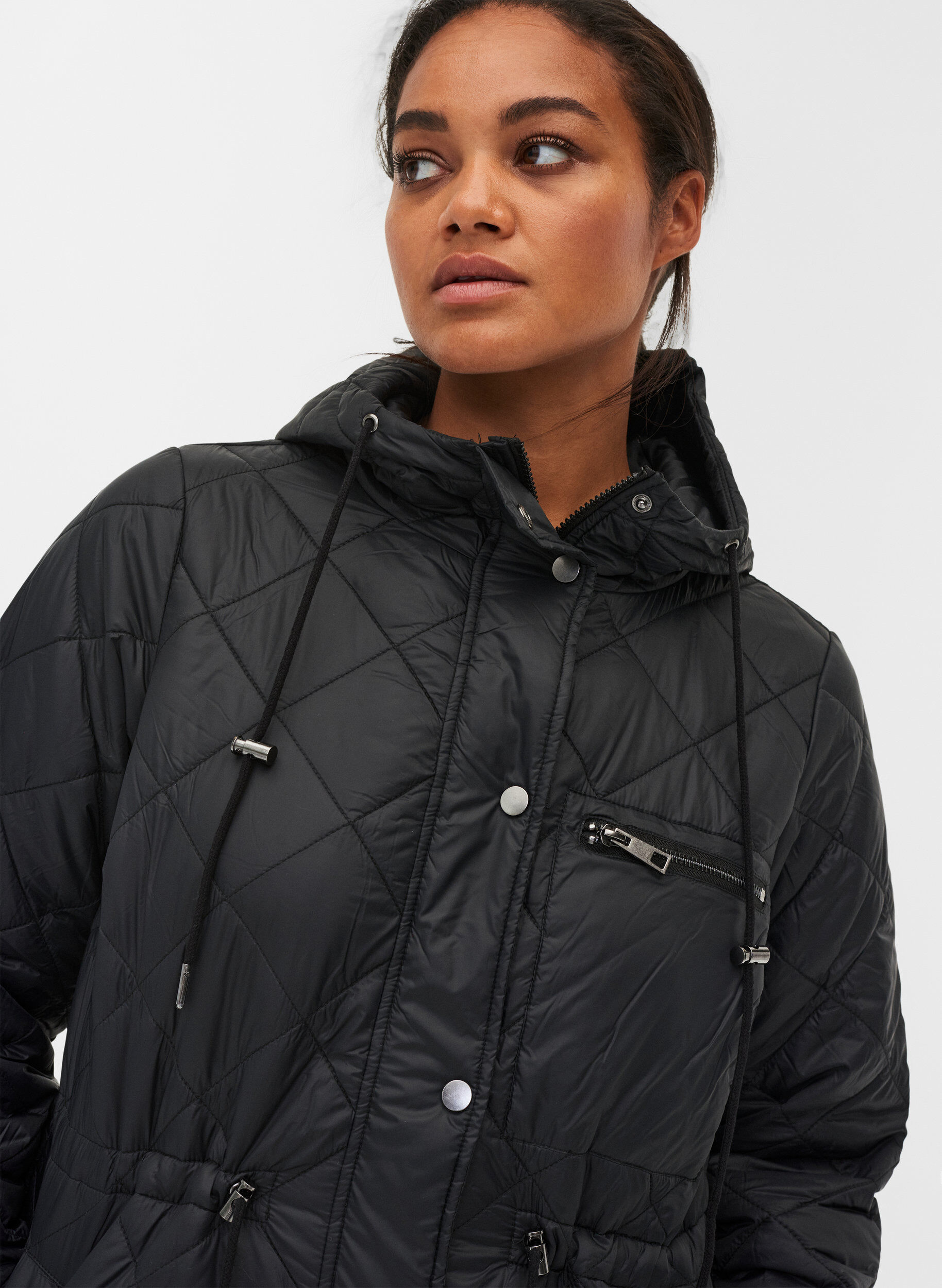 Zizzifashion Quilted lightweight jacket with hood, Black, Model image number 2