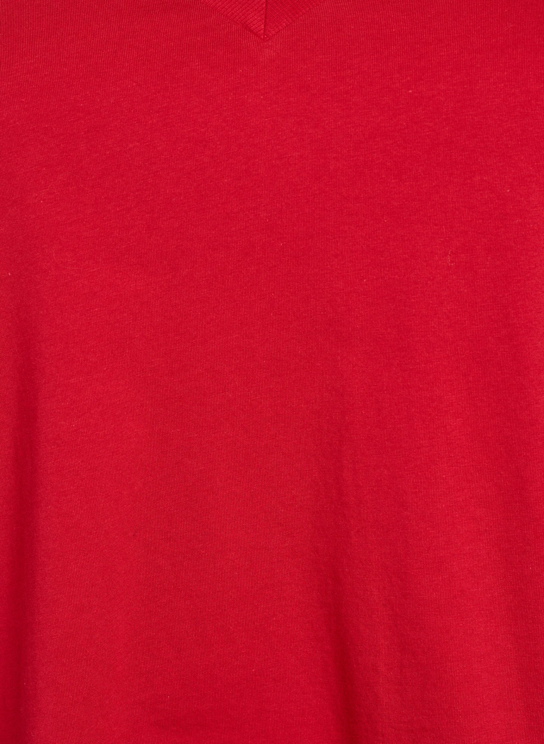 Zizzifashion Basic cotton T-shirt with a V-neck, Red, Packshot image number 2