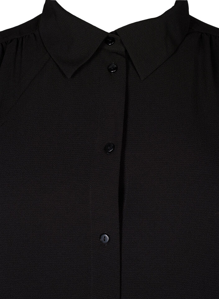 Solid colour shirt with collar, Black, Packshot image number 2