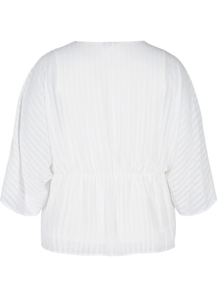 Blouse with 3/4 sleeves and a V-neckline, White, Packshot image number 1