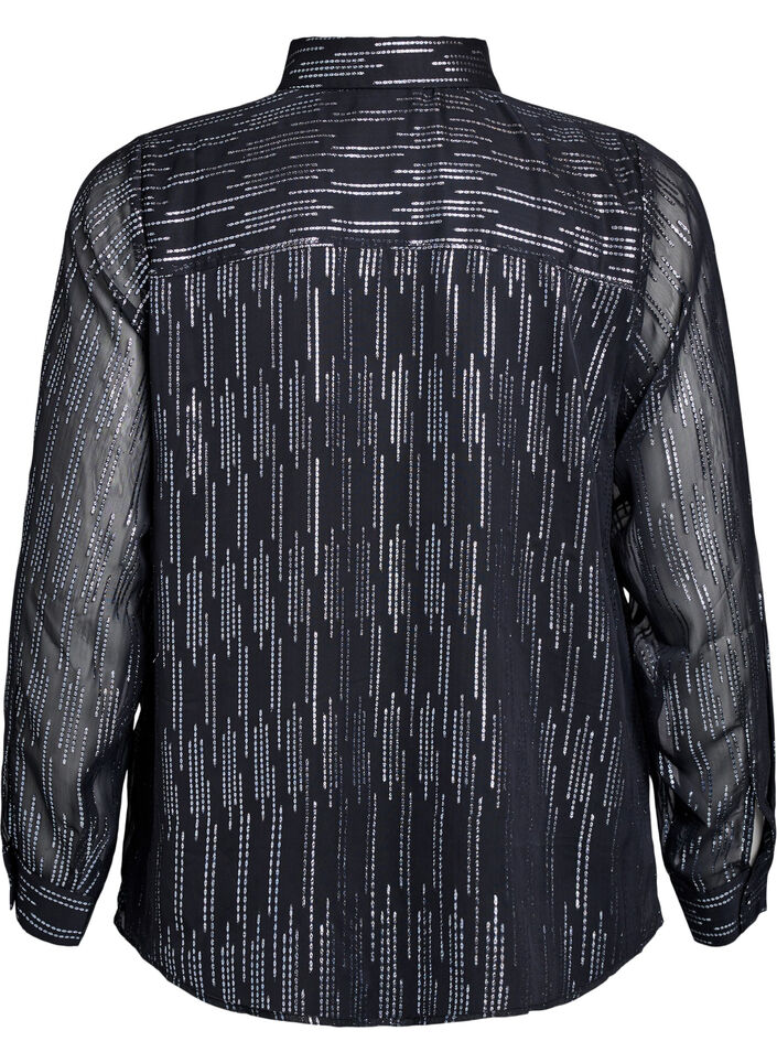 Shirt with glittering pattern, Black, Packshot image number 1