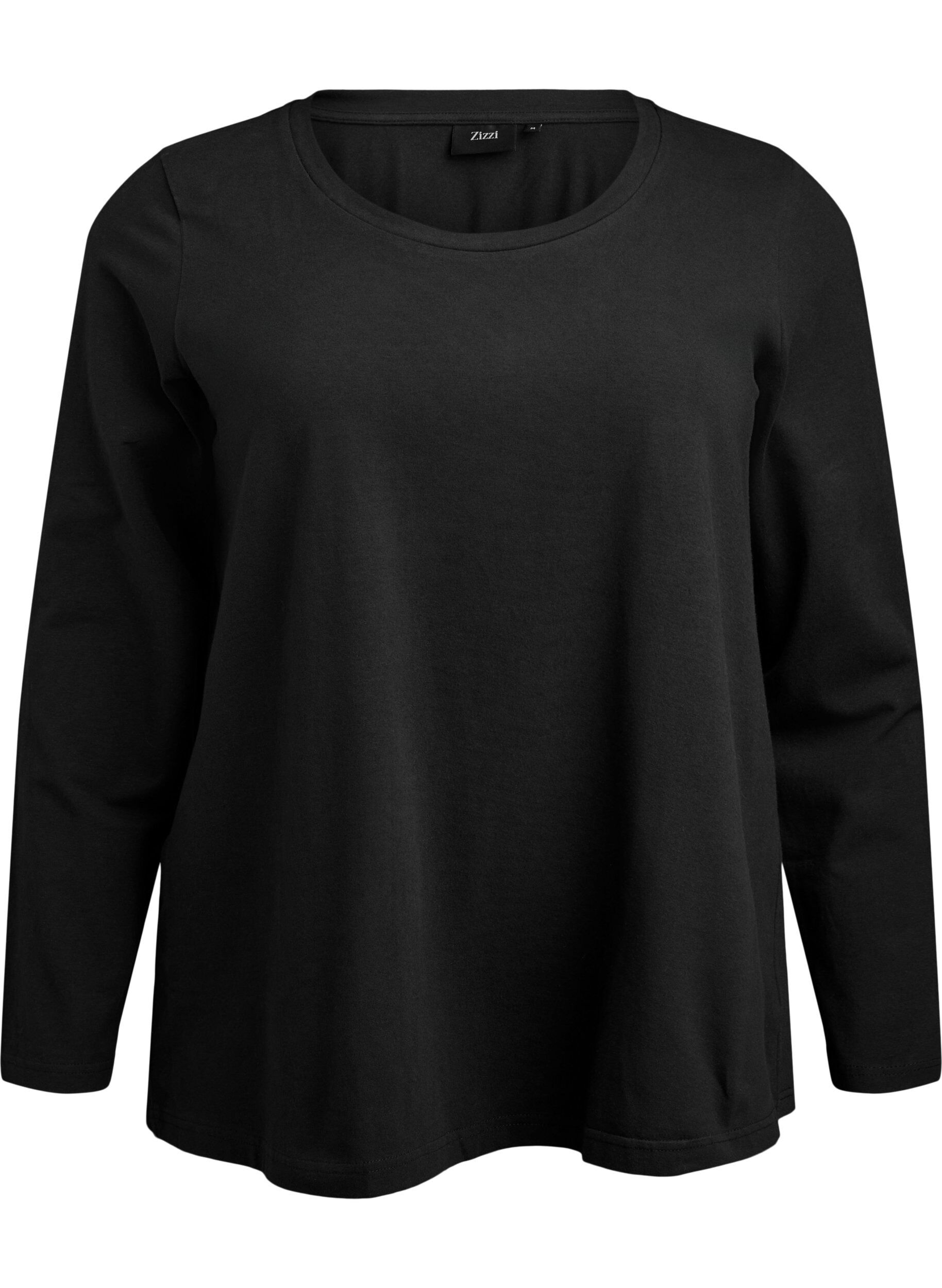 Zizzifashion Basic jersey blouse with long sleeves, Black, Packshot image number 0