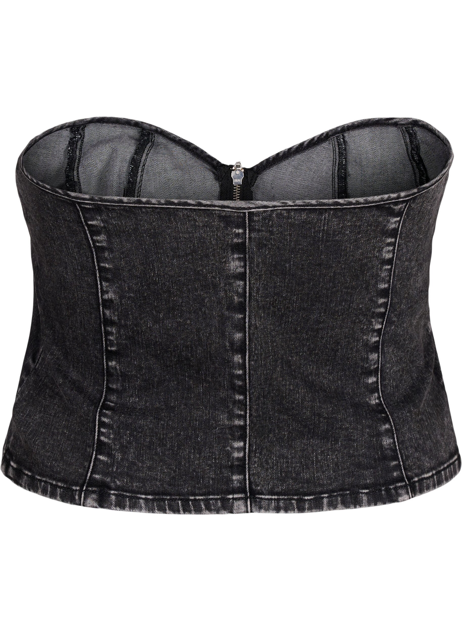 Zizzifashion Denim corsage with a zipper, Black, Packshot image number 1