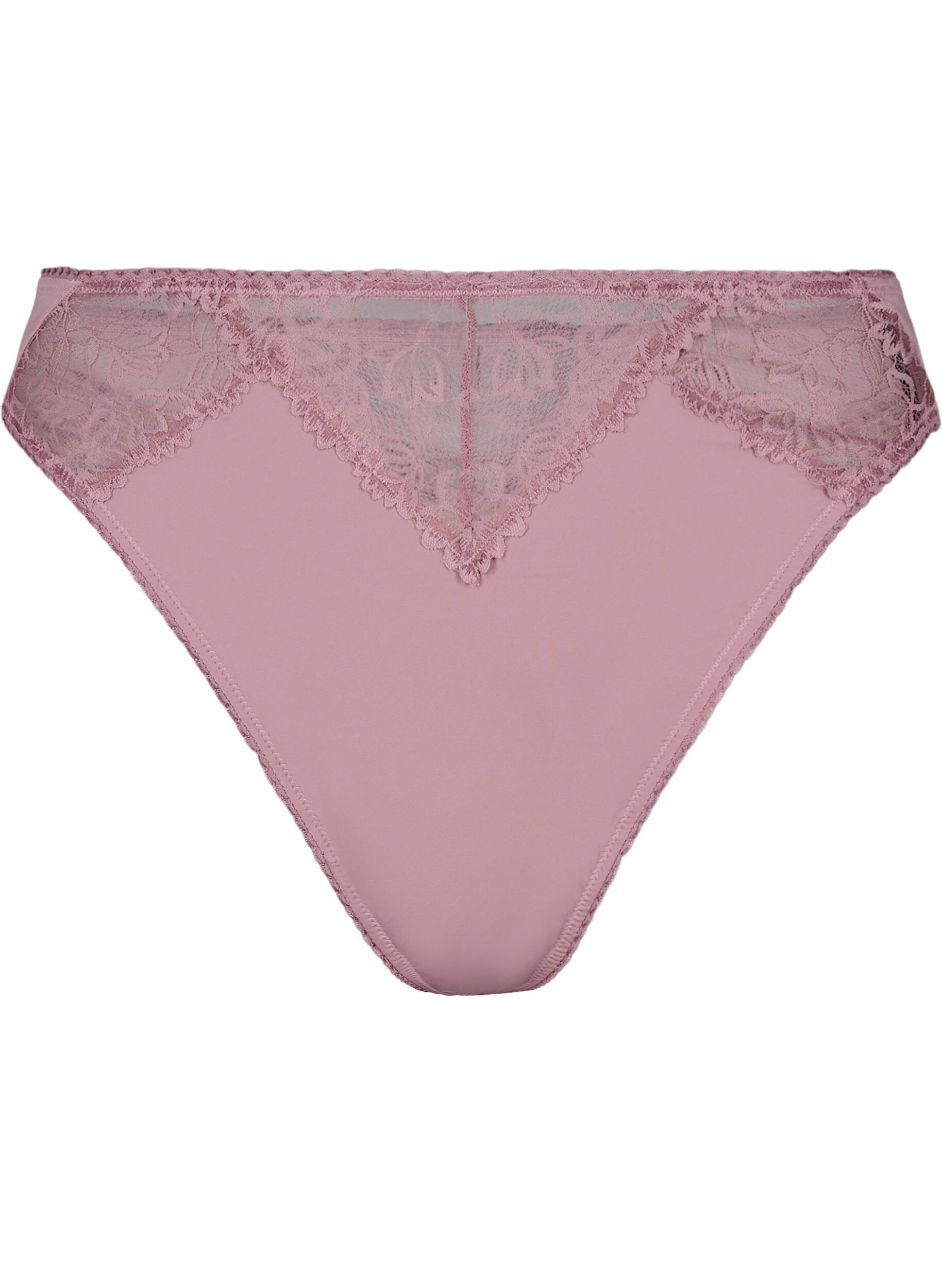 Zizzifashion Microfiber thong with lace, Rose, Packshot image number 0