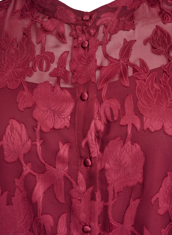 Short A-line dress with a floral print, Dark Bordeaux, Packshot image number 2