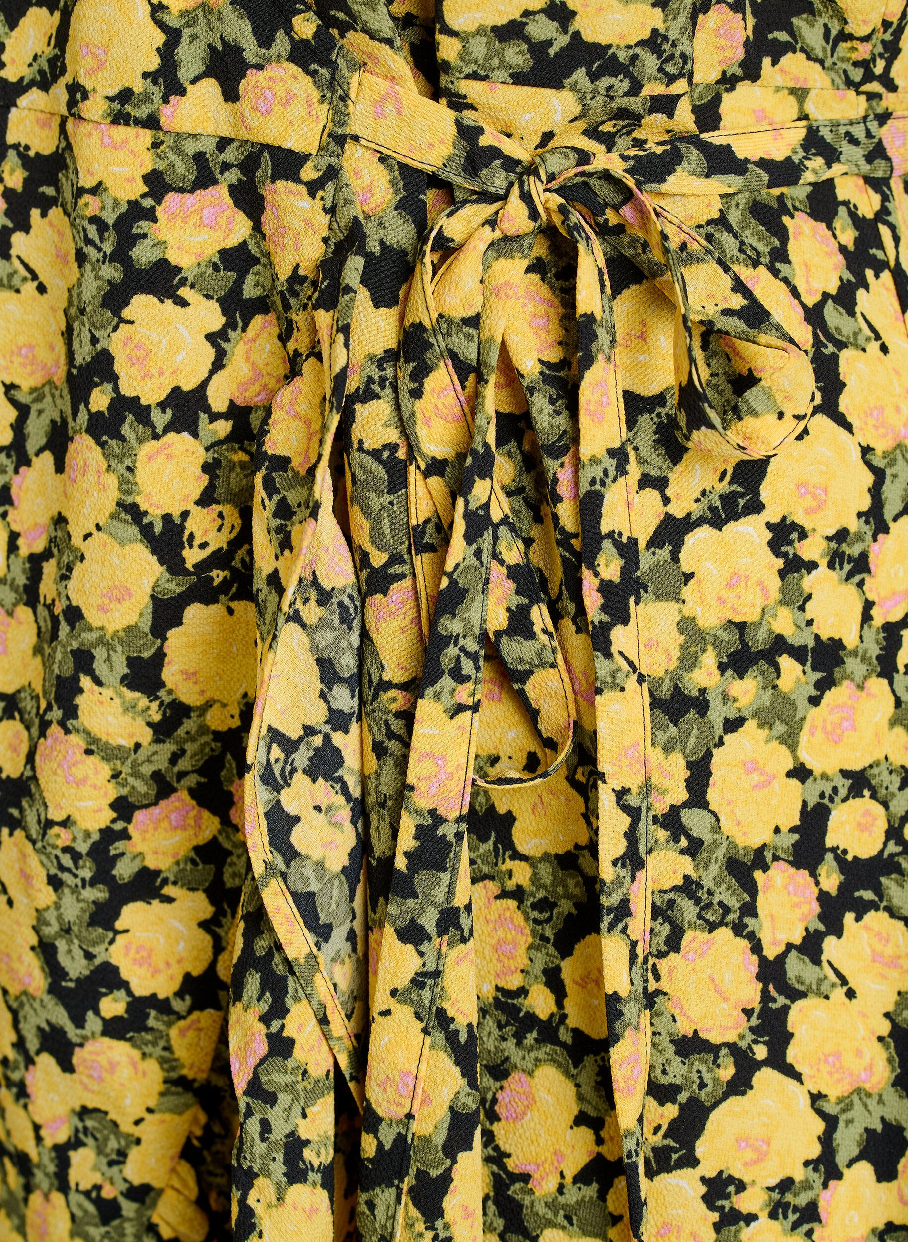 Zizzifashion Floral wrap dress with short sleeves, Yellow, Packshot image number 3