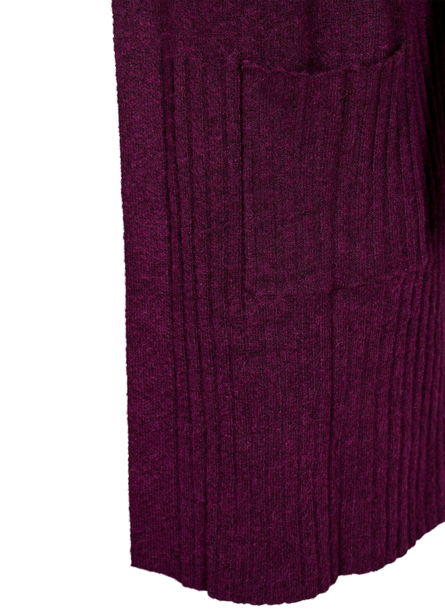 Zizzifashion Long cardigan with pockets, Potent Purple Mel., Packshot image number 3