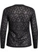 Lace blouse with round neck and slim fit, Black, Packshot image number 1
