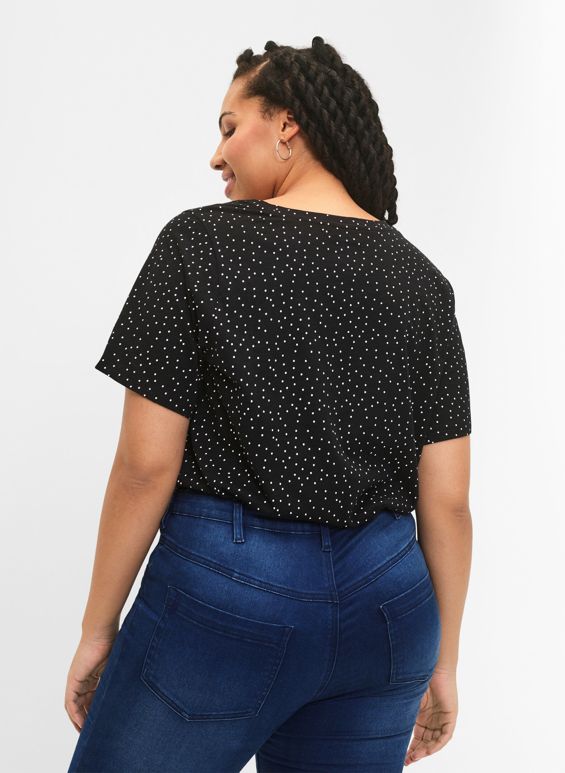 Zizzifashion Organic cotton T-shirt with dots	, Black, Model image number 2