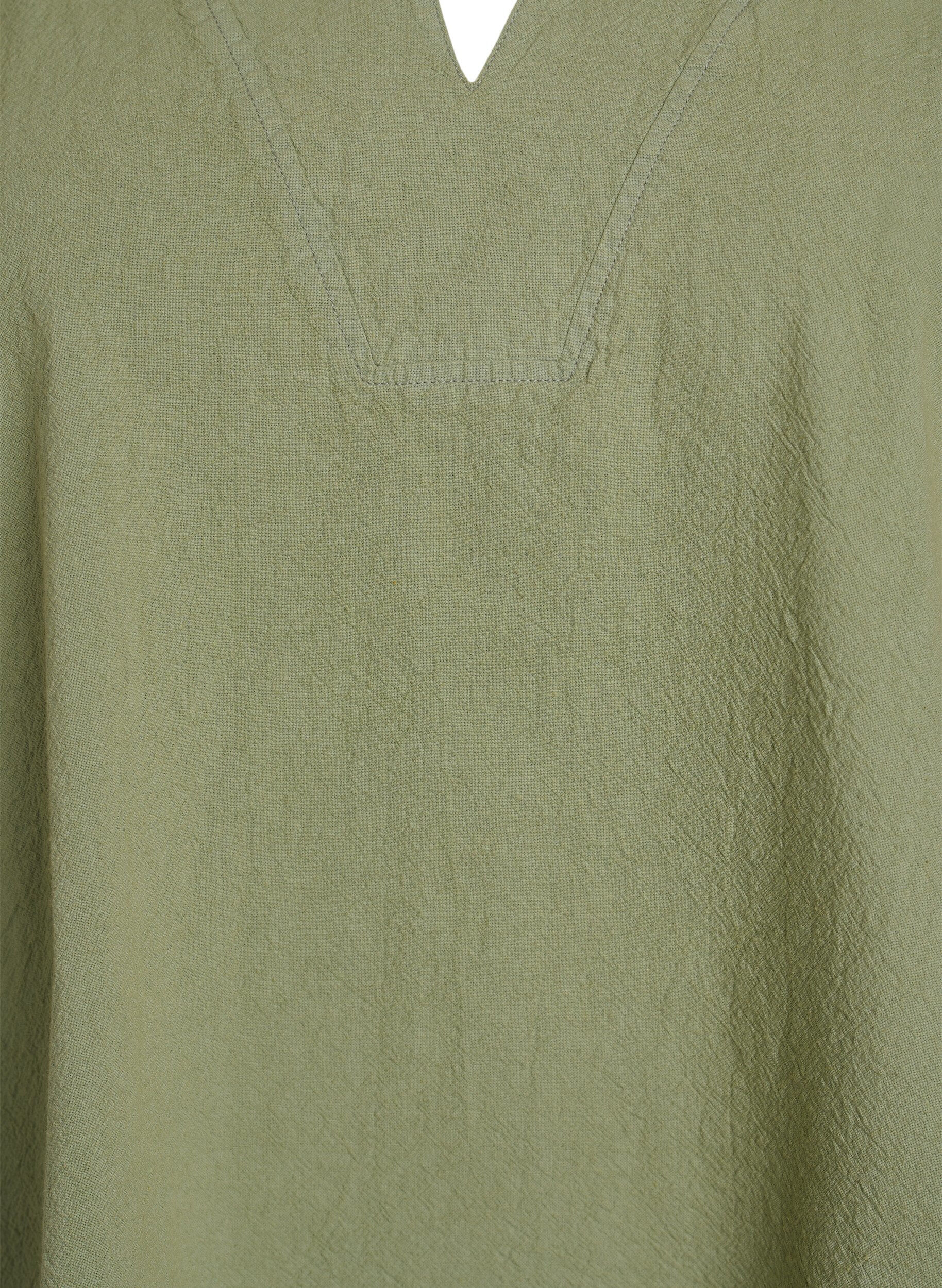 Zizzifashion Loose blouse with collar and 1/2 sleeves, Green, Packshot image number 2
