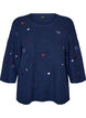 Jumper with hearts and 3/4 sleeves, Blue, Packshot image number 0