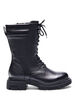 Wide fit leather boot with zip and laces, Black, Packshot image number 0