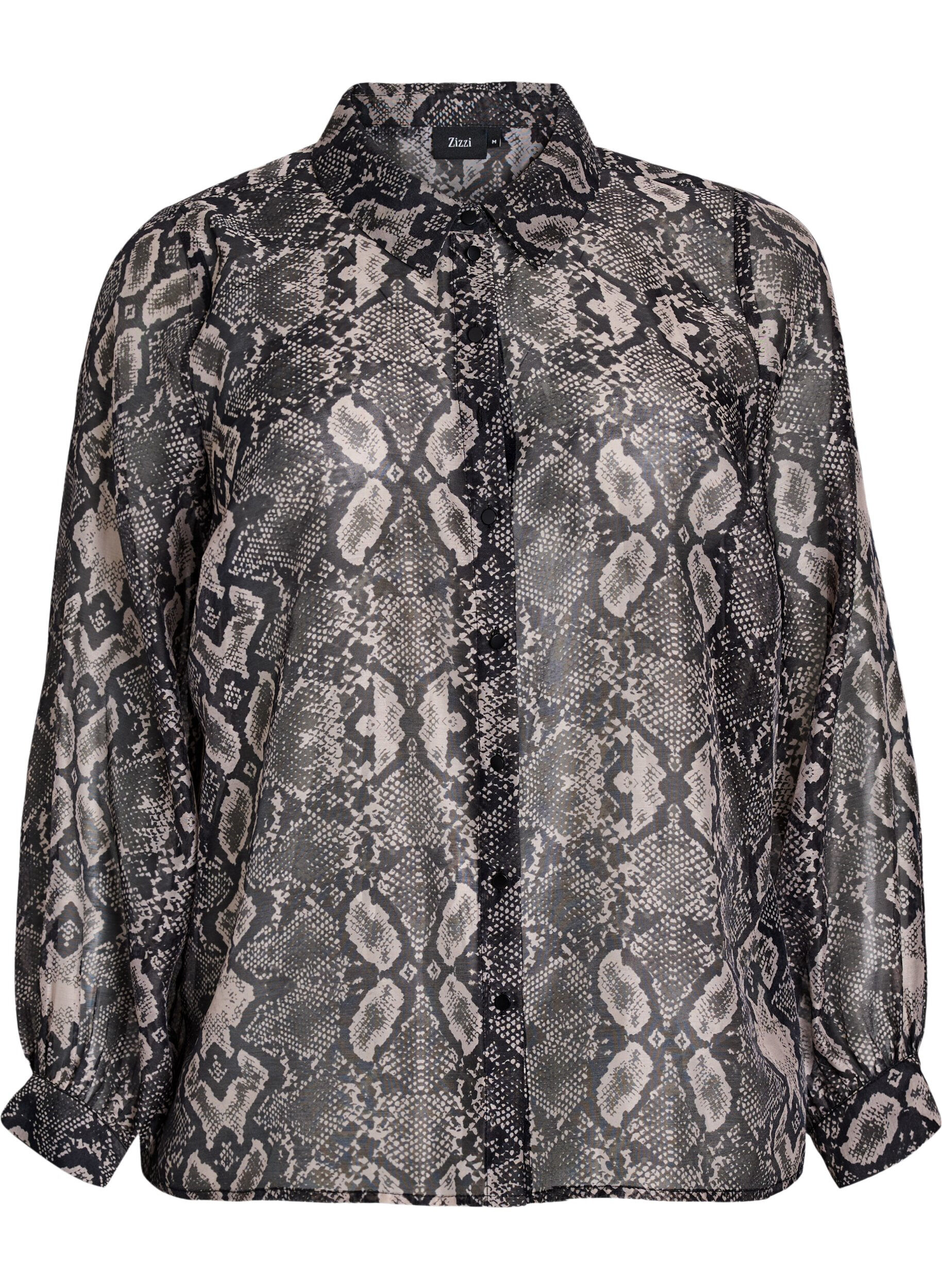 Long-sleeved shirt with snake print