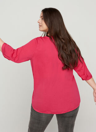 Blouse with 3/4 sleeves and V-neck, Love Potion, Model image number 1