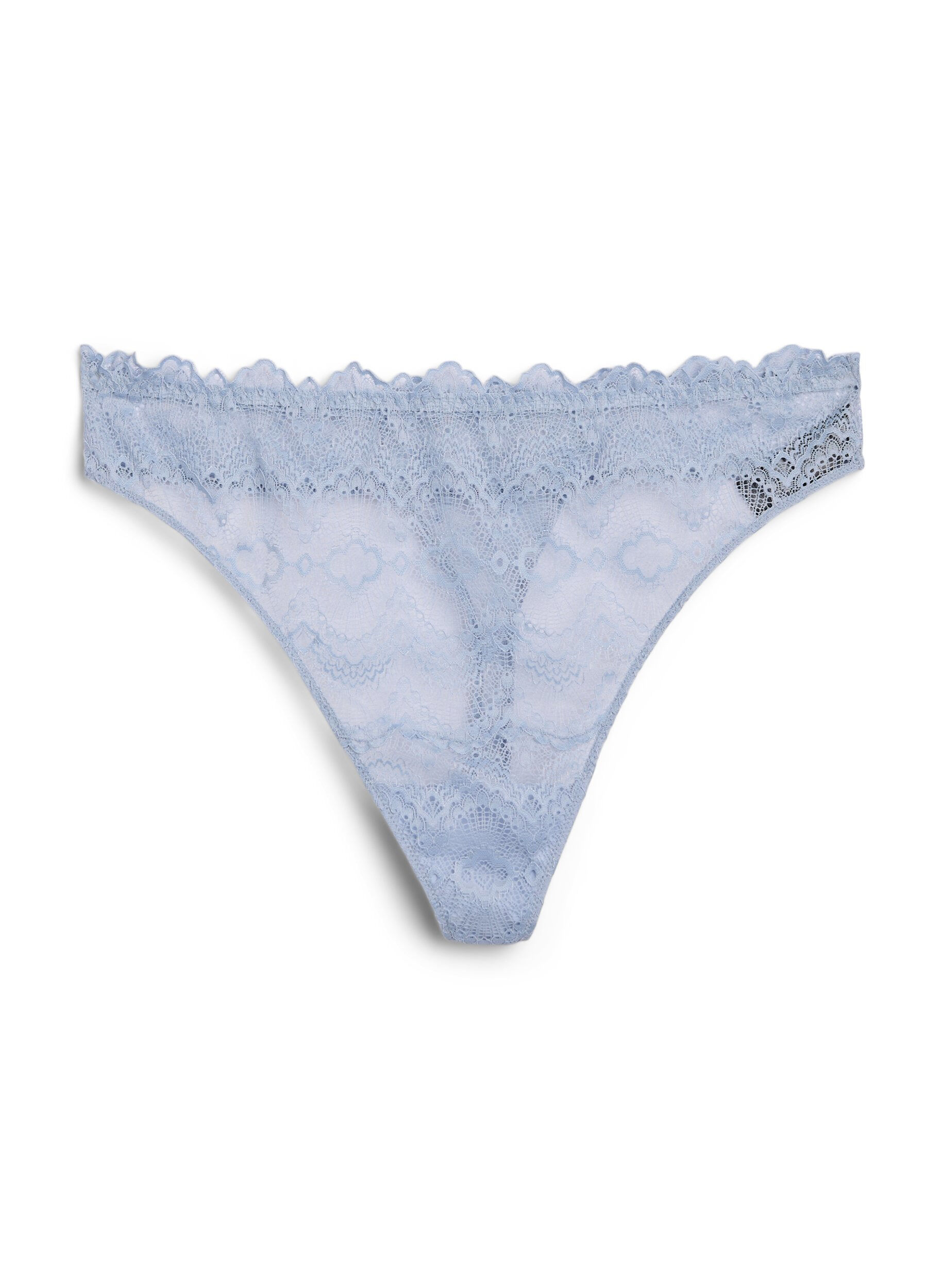 Zizzifashion Lace G-string with cross detail at the back, Light Blue, Packshot image number 0