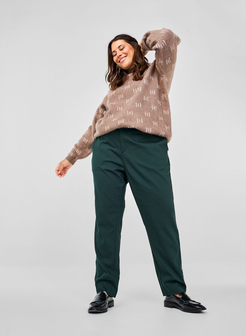 High-waisted trousers with straight legs, Green, Image image number 0