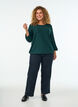 Blouse with texture and 3/4 sleeves, Green, Model image number 1