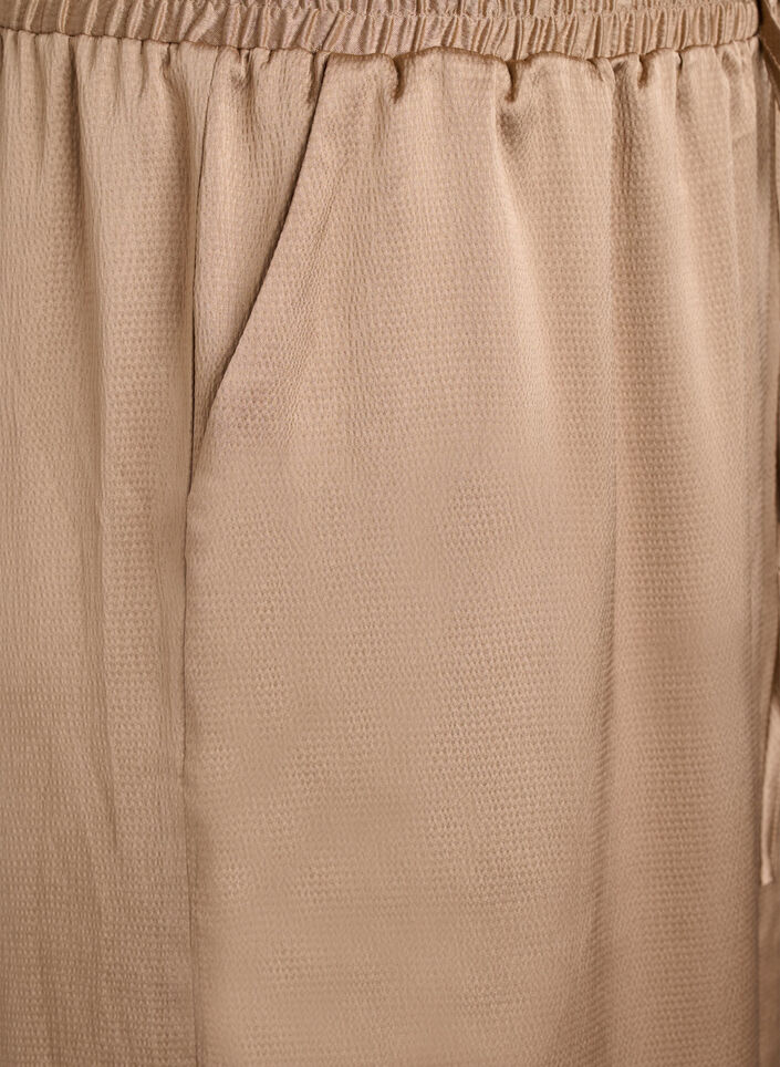Satin-look trousers with wide, straight legs, Brown, Packshot