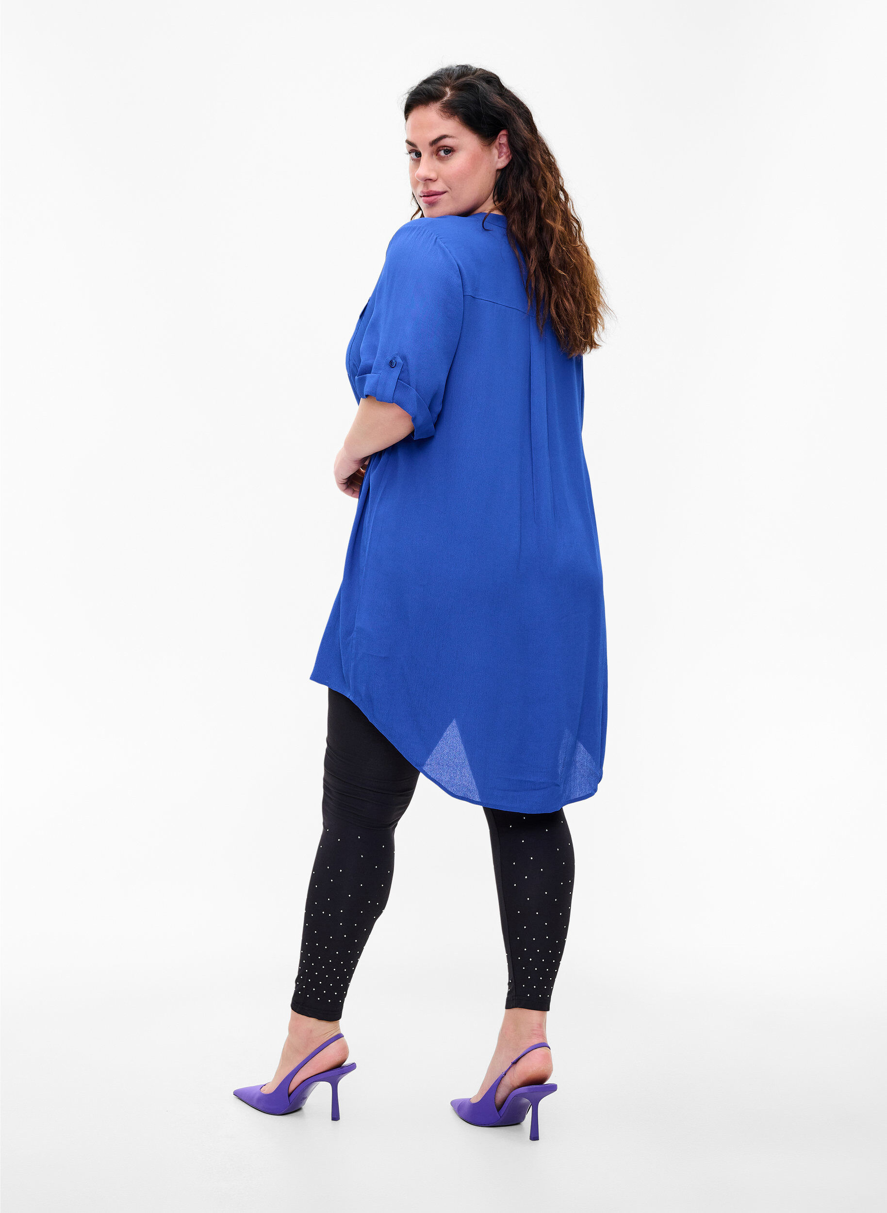 Zizzifashion Viscose leggings with dots, Black, Model image number 1