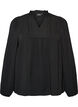 Blouse with V-neck and crochet band, Black, Packshot image number 0