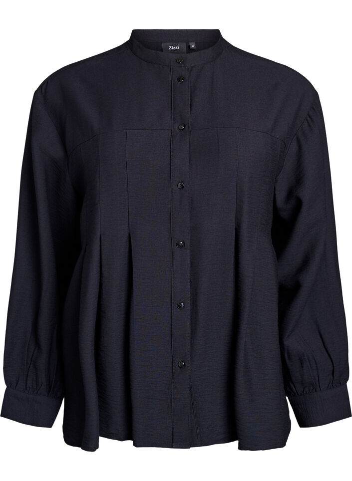 Viscose shirt with A-line shape, Black, Packshot image number 0