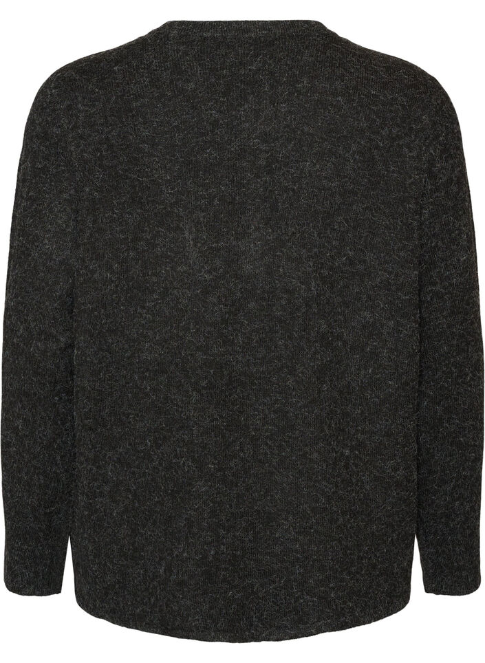 Knitted cardigan with a round neck and button fastening, Dark Grey, Packshot image number 1